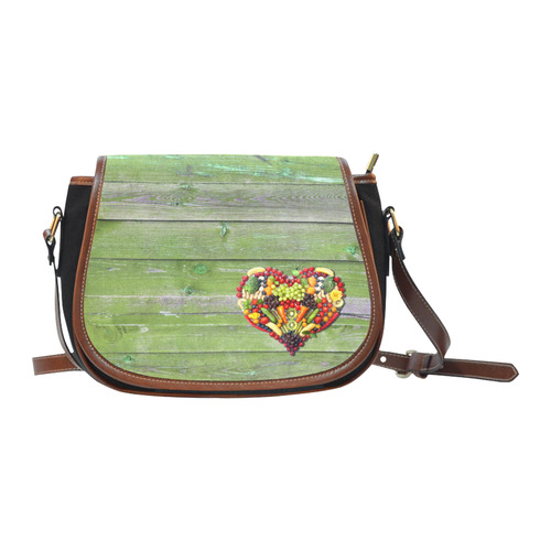 Vegan Heart Love Life Saddle Bag/Small (Model 1649)(Flap Customization)