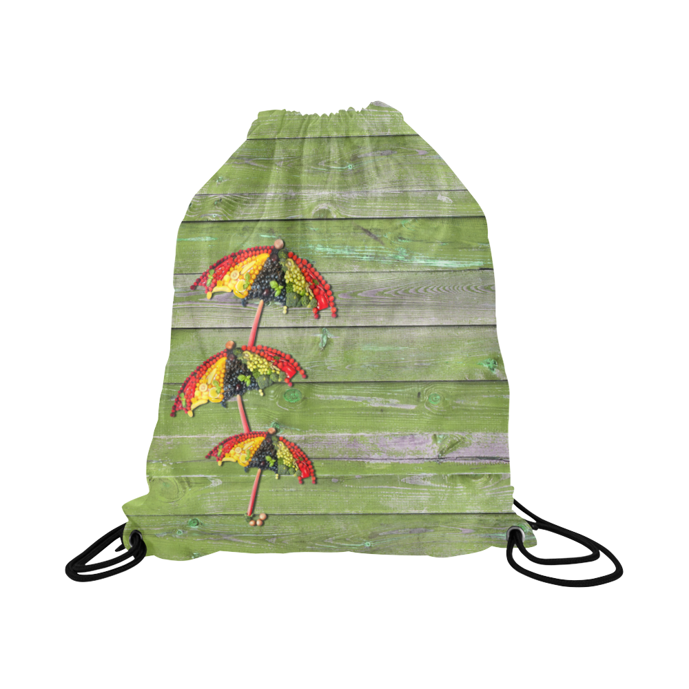 Vegan Save Umbrella Love Life Large Drawstring Bag Model 1604 (Twin Sides)  16.5"(W) * 19.3"(H)