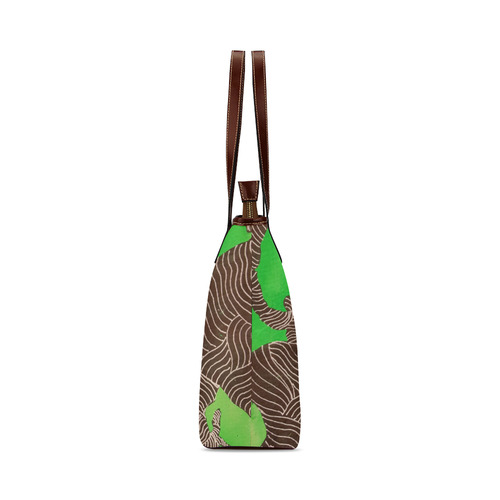 Green, Blue, Black and White Zentangle Shoulder Tote Bag (Model 1646)