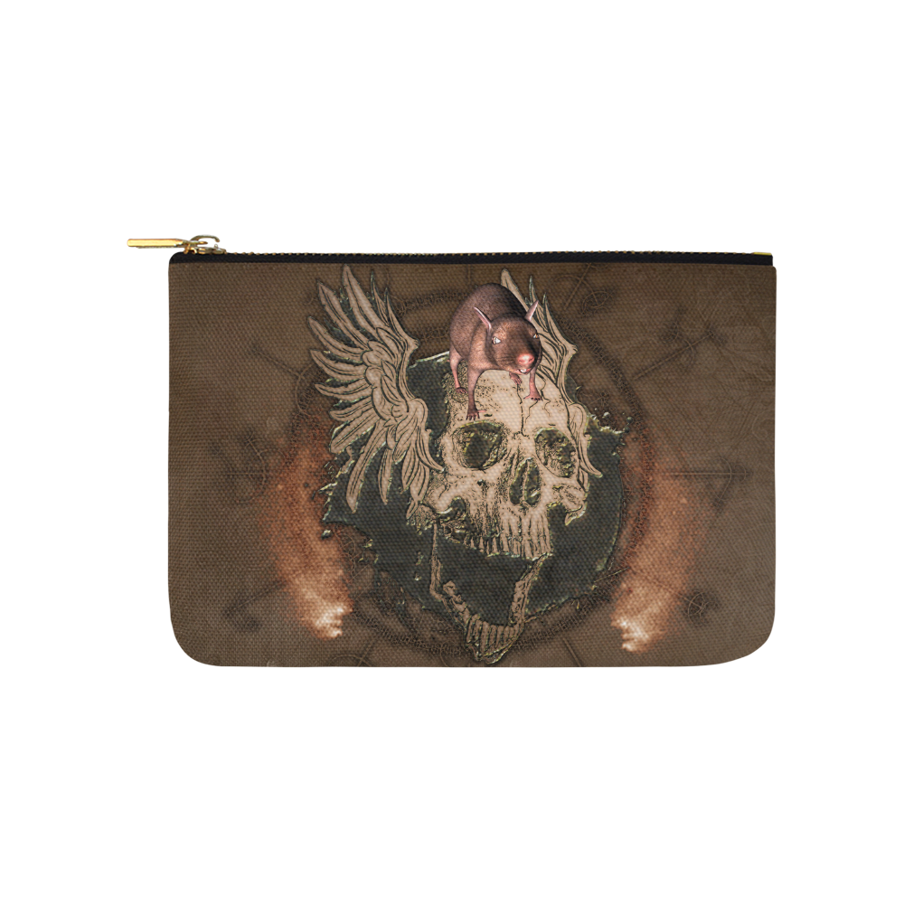 Awesome skull with rat Carry-All Pouch 9.5''x6''