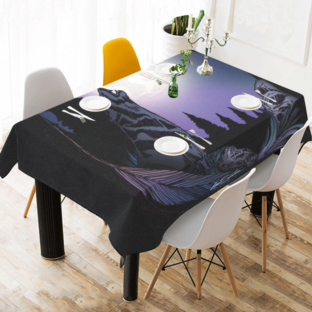 Howling Wolf Cotton Linen Tablecloth 52"x 70"