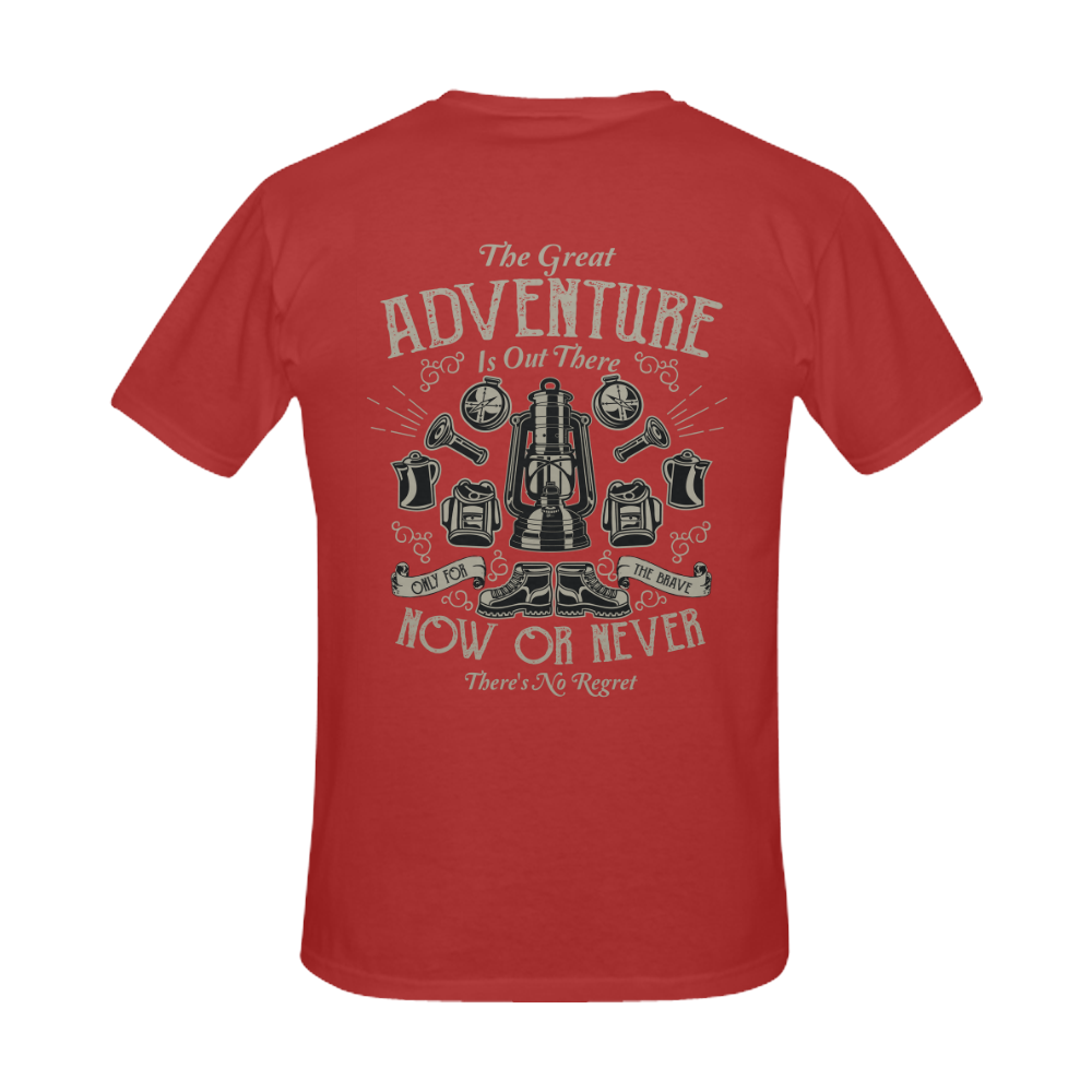 The Great Adventure Dark Red Men's Slim Fit T-shirt (Model T13)
