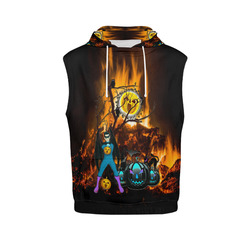 halloween dad on fire All Over Print Sleeveless Hoodie for Men (Model H15)