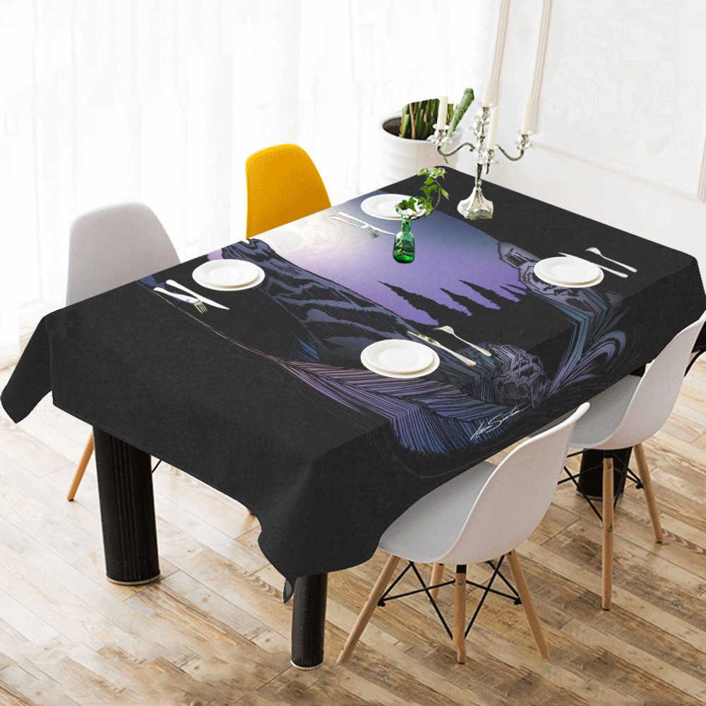 Howling Wolf Cotton Linen Tablecloth 60"x 104"