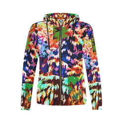 Foliage Patchwork #7 - Jera Nour All Over Print Full Zip Hoodie for Women (Model H14)