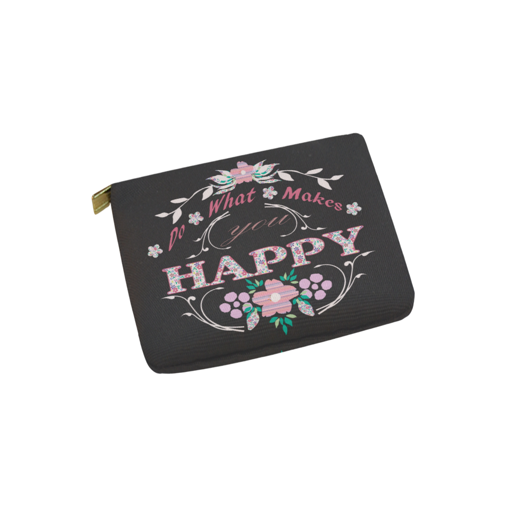 Words of Summer Happy Dark Gray Carry-All Pouch 6''x5''