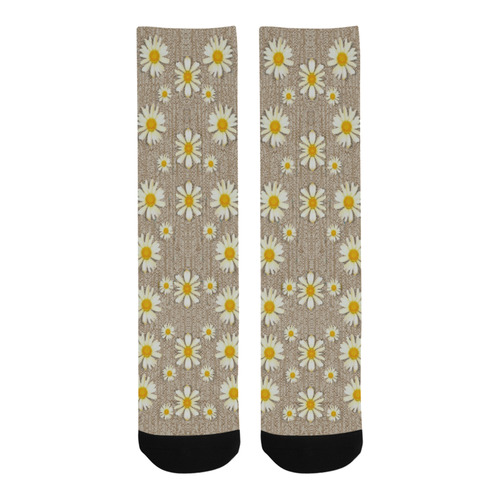 Star fall of fantasy flowers on pearl lace Trouser Socks