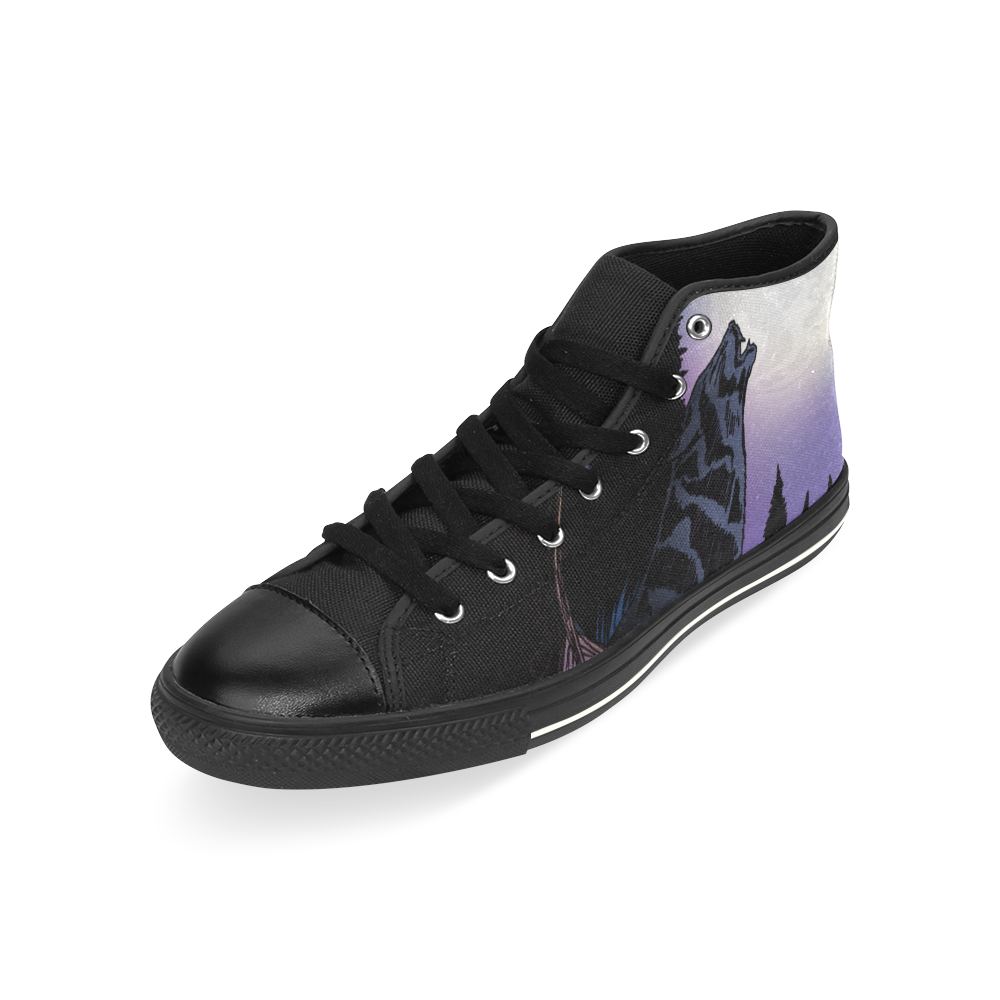 Howling Wolf High Top Canvas Women's Shoes/Large Size (Model 017)