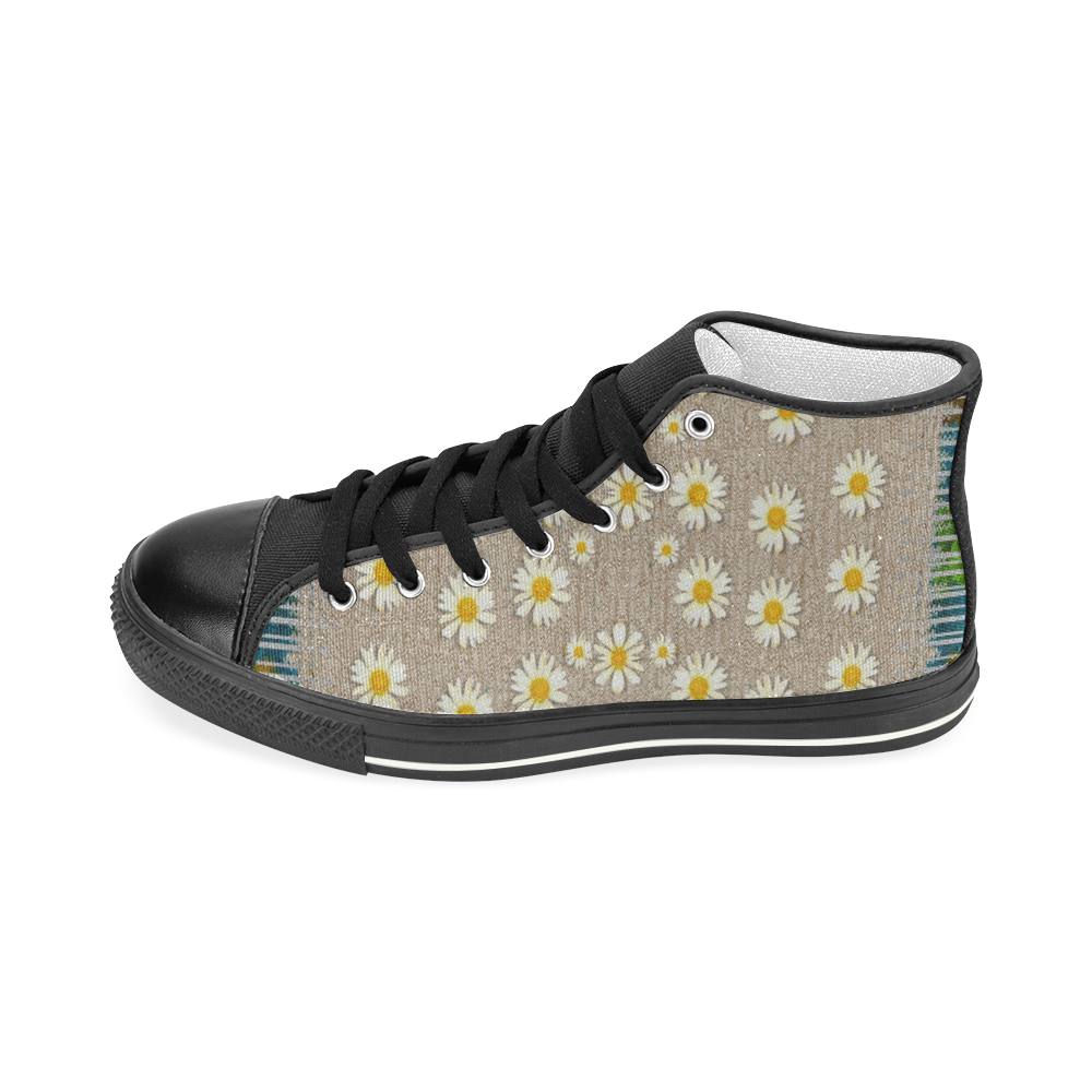 Star fall of fantasy flowers on pearl lace Men’s Classic High Top Canvas Shoes (Model 017)