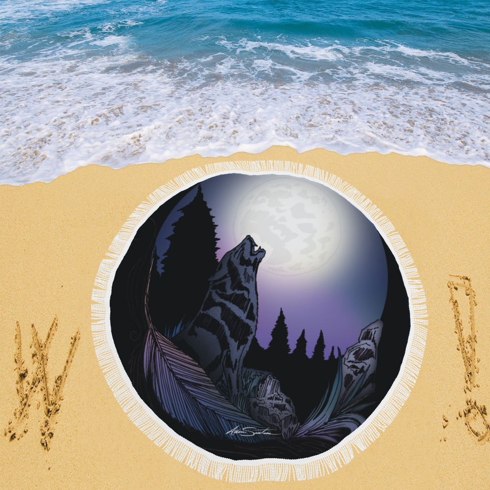 Howling Wolf Circular Beach Shawl 59"x 59"