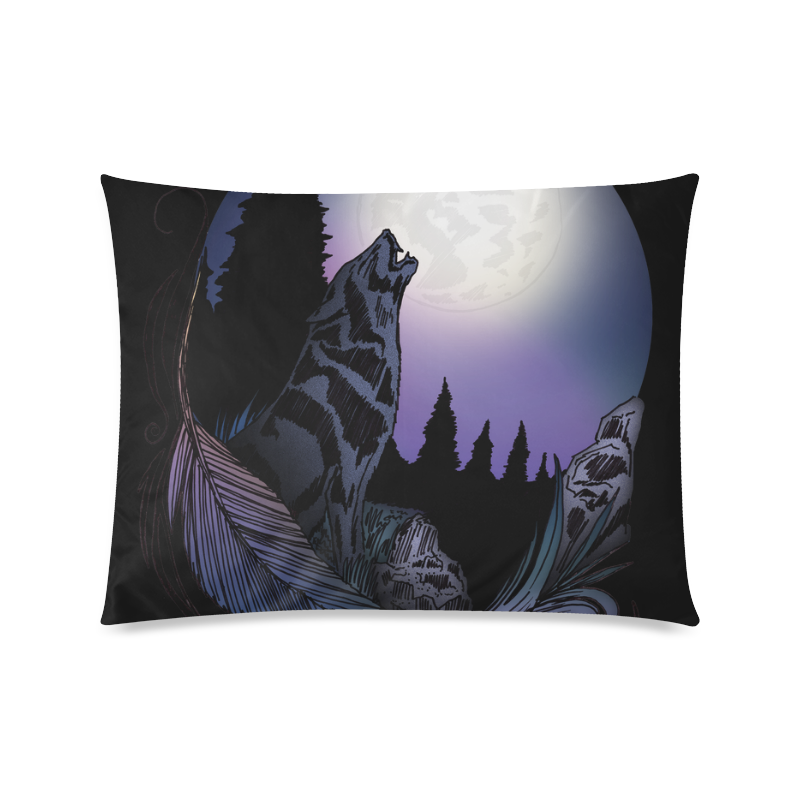 Howling Wolf Custom Zippered Pillow Case 20"x26"(Twin Sides)