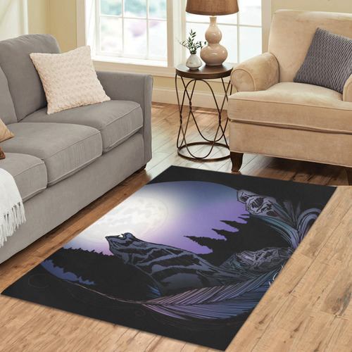 Howling Wolf Area Rug 5'3''x4'