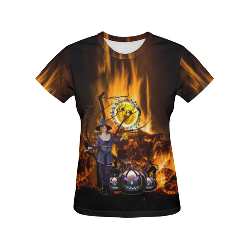 halloween mom on fire All Over Print T-Shirt for Women (USA Size) (Model T40)