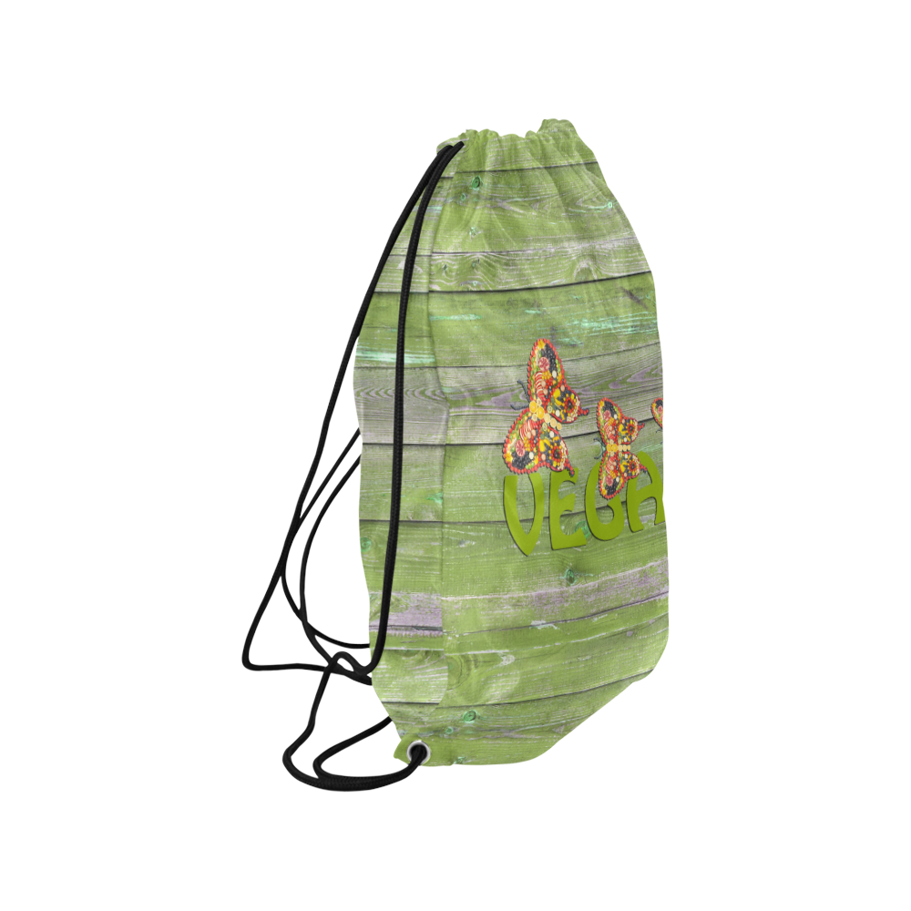 Vegan Love Life Butterflies Medium Drawstring Bag Model 1604 (Twin Sides) 13.8"(W) * 18.1"(H)