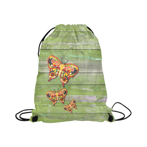 Vegan Dancing Butterflies Love Life Large Drawstring Bag Model 1604 (Twin Sides)  16.5"(W) * 19.3"(H)