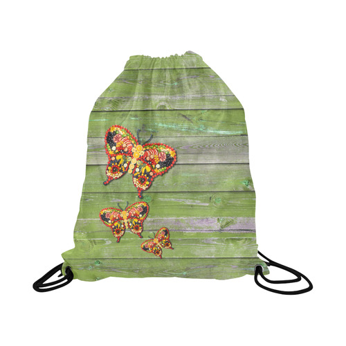 Vegan Dancing Butterflies Love Life Large Drawstring Bag Model 1604 (Twin Sides)  16.5"(W) * 19.3"(H)