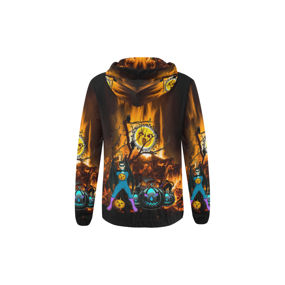 halloween dad on fire All Over Print Full Zip Hoodie for Kid (Model H14)
