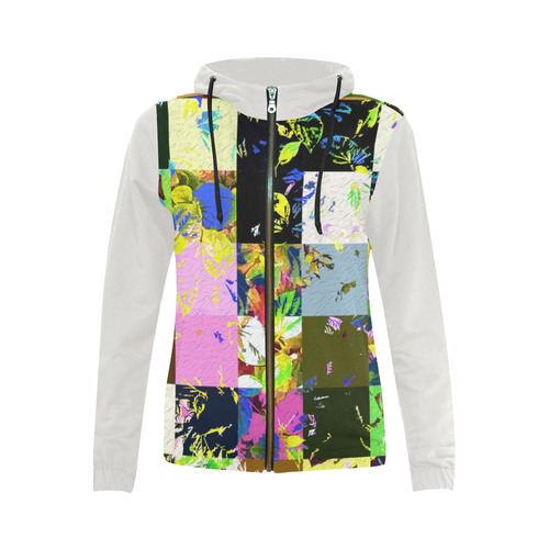 Foliage Patchwork #3 - Jera Nour All Over Print Full Zip Hoodie for Women (Model H14)