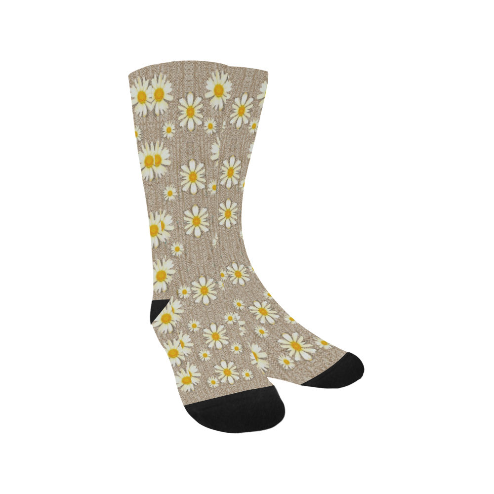 Star fall of fantasy flowers on pearl lace Trouser Socks