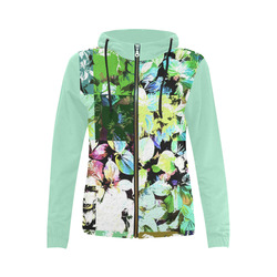 Foliage Patchwork #2 - Jera Nour All Over Print Full Zip Hoodie for Women (Model H14)
