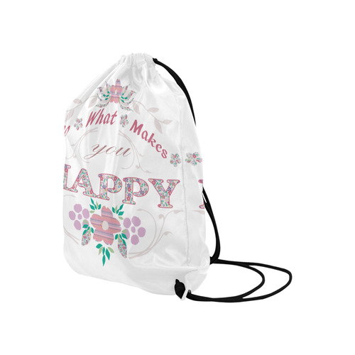 Words of Summer Happy Large Drawstring Bag Model 1604 (Twin Sides)  16.5"(W) * 19.3"(H)