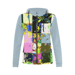Foliage Patchwork #3 - Jera Nour All Over Print Full Zip Hoodie for Women (Model H14)