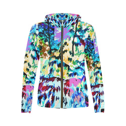 Foliage Patchwork #7 - Jera Nour All Over Print Full Zip Hoodie for Women (Model H14)