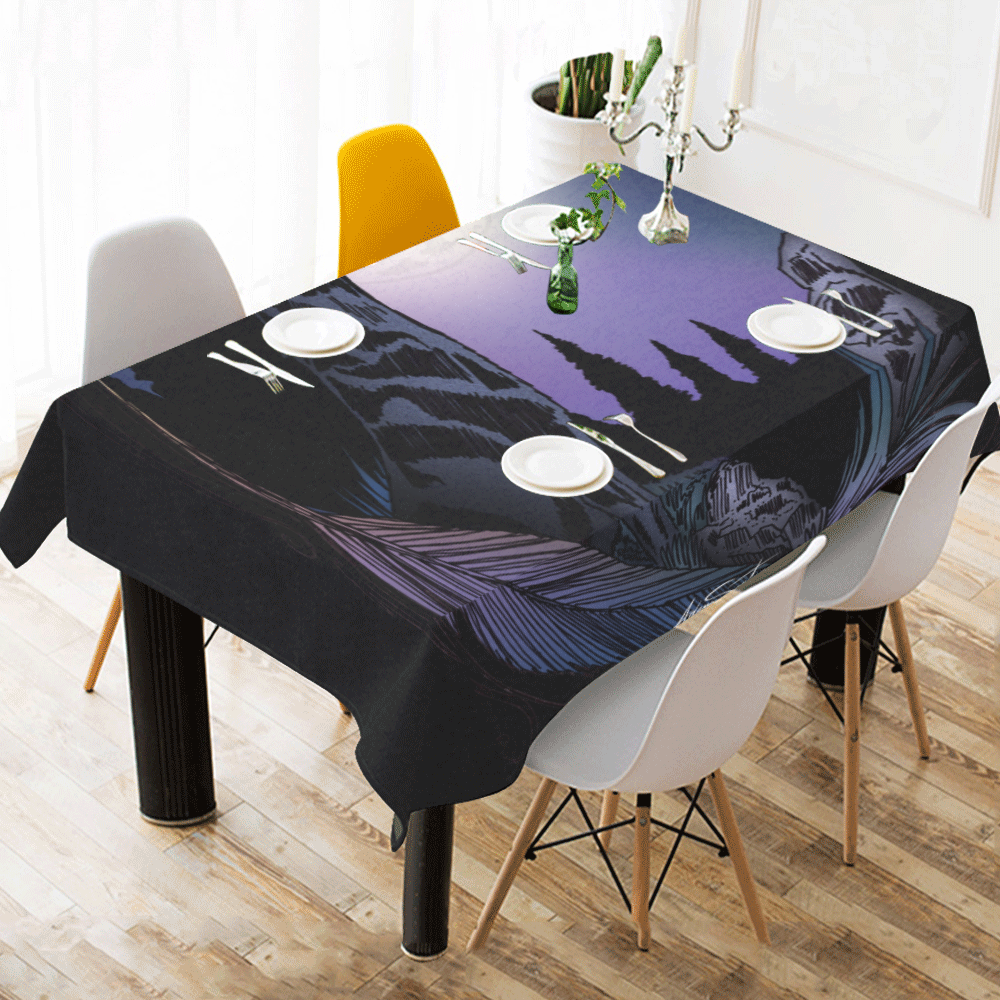 Howling Wolf Cotton Linen Tablecloth 60" x 90"