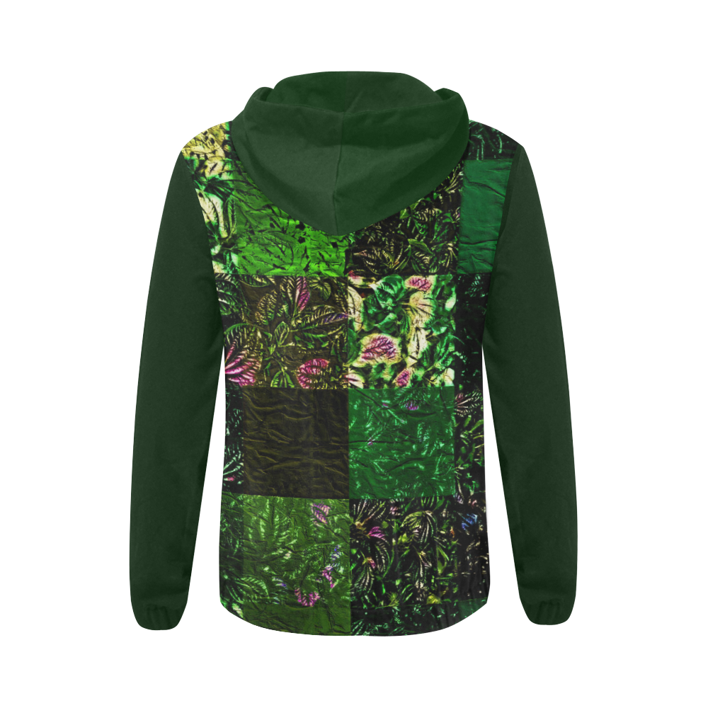 Foliage Patchwork #1 - Jera Nour All Over Print Full Zip Hoodie for Women (Model H14)