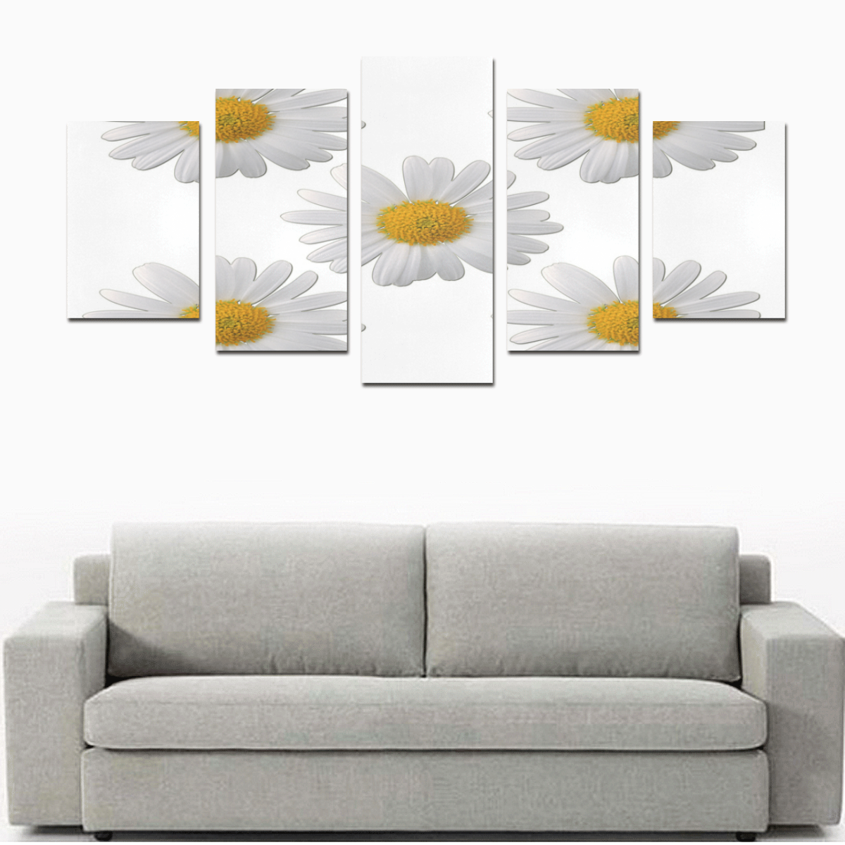 Yellow White Daisy Canvas Print Sets D (No Frame)