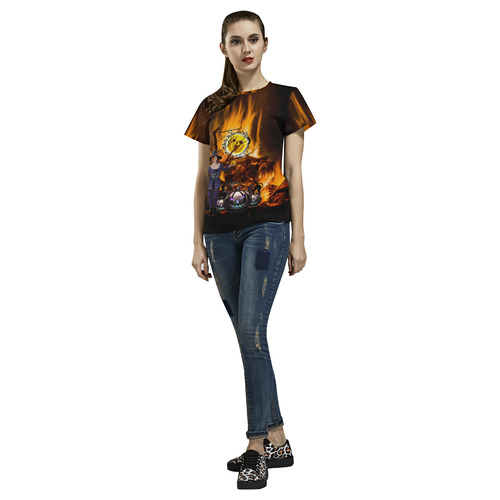 halloween mom on fire All Over Print T-Shirt for Women (USA Size) (Model T40)