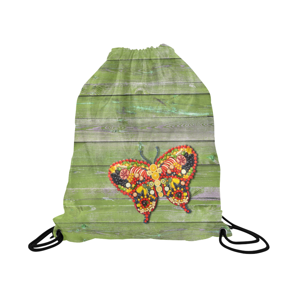 Vegan Butterfly Love Life Large Drawstring Bag Model 1604 (Twin Sides)  16.5"(W) * 19.3"(H)