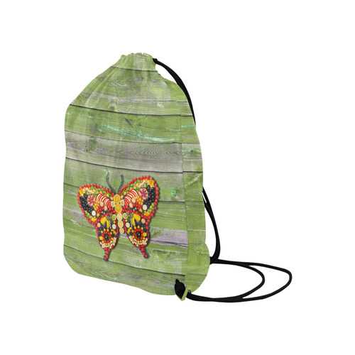 Vegan Butterfly Love Life Large Drawstring Bag Model 1604 (Twin Sides)  16.5"(W) * 19.3"(H)