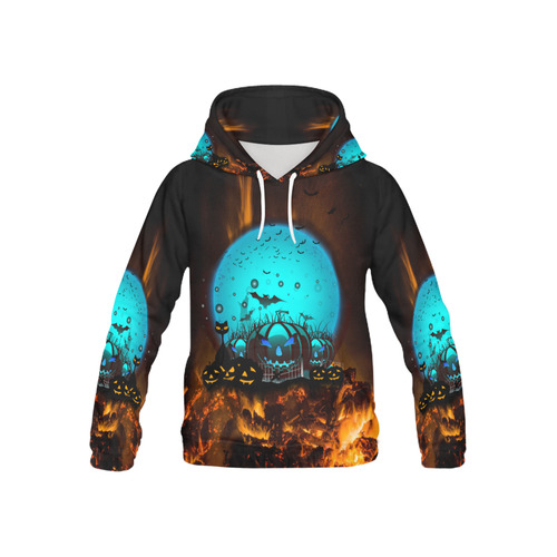 halloween pumpkins on fire All Over Print Hoodie for Kid (USA Size) (Model H13)
