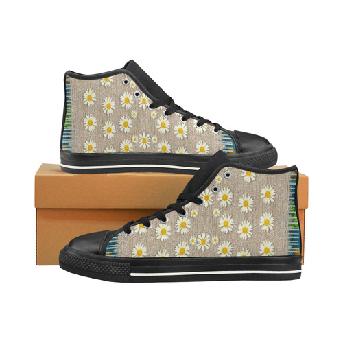 Star fall of fantasy flowers on pearl lace Men’s Classic High Top Canvas Shoes /Large Size (Model 017)
