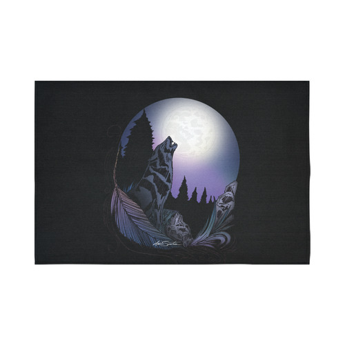 Howling Wolf Cotton Linen Wall Tapestry 90"x 60"