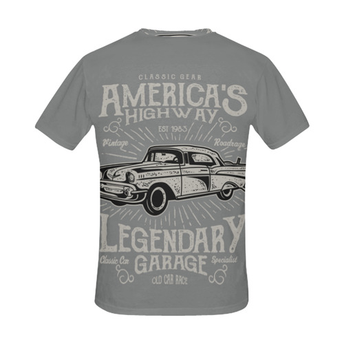 America's  Highway Grey All Over Print T-Shirt for Men (USA Size) (Model T40)