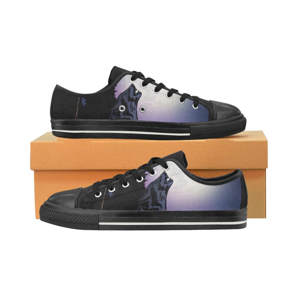 Howling Wolf Canvas Women's Shoes/Large Size (Model 018)
