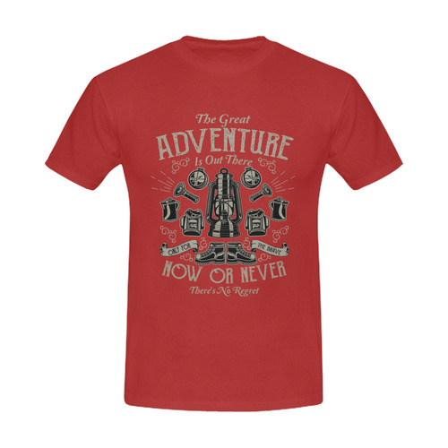 The Great Adventure Dark Red Men's Slim Fit T-shirt (Model T13)