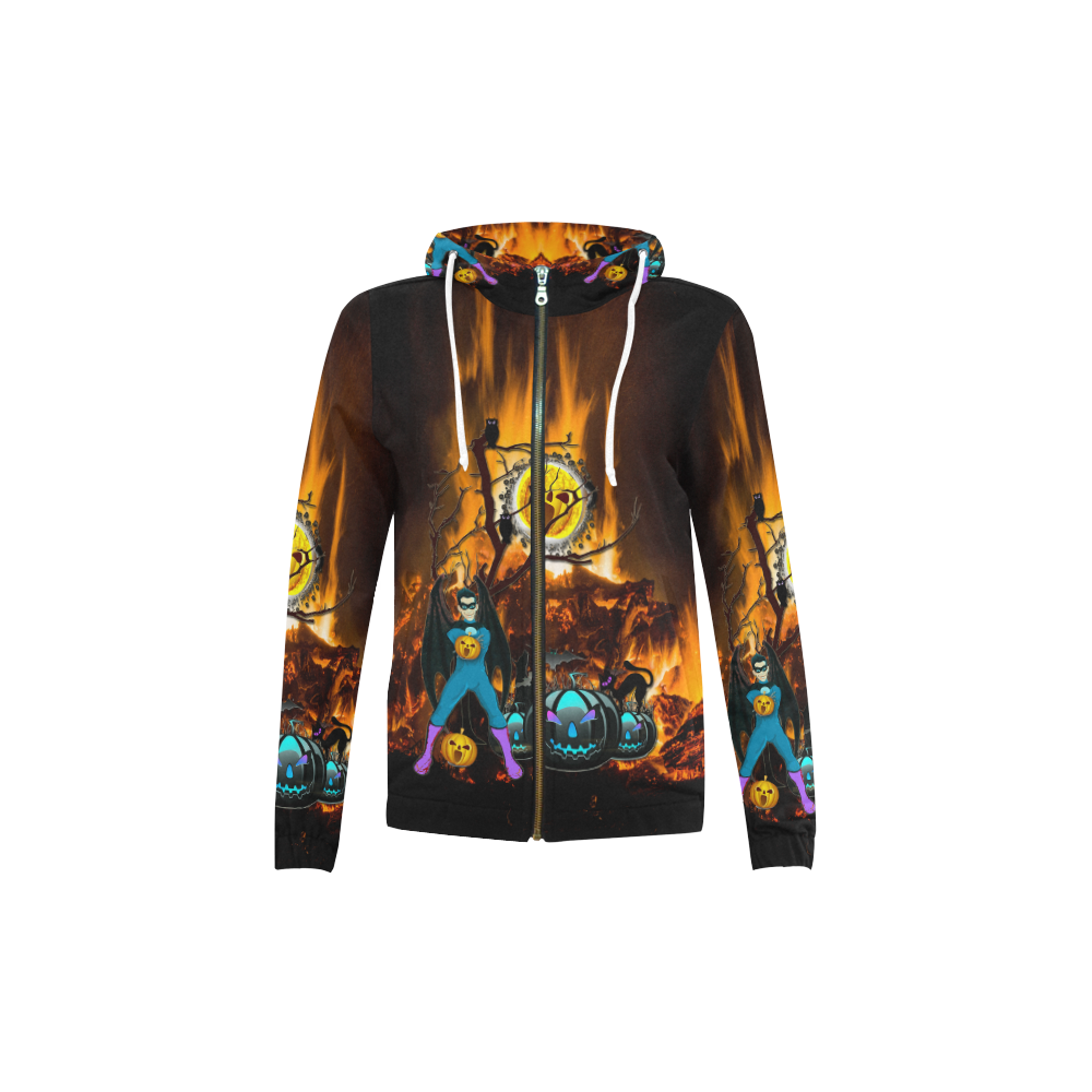 halloween dad on fire All Over Print Full Zip Hoodie for Kid (Model H14)