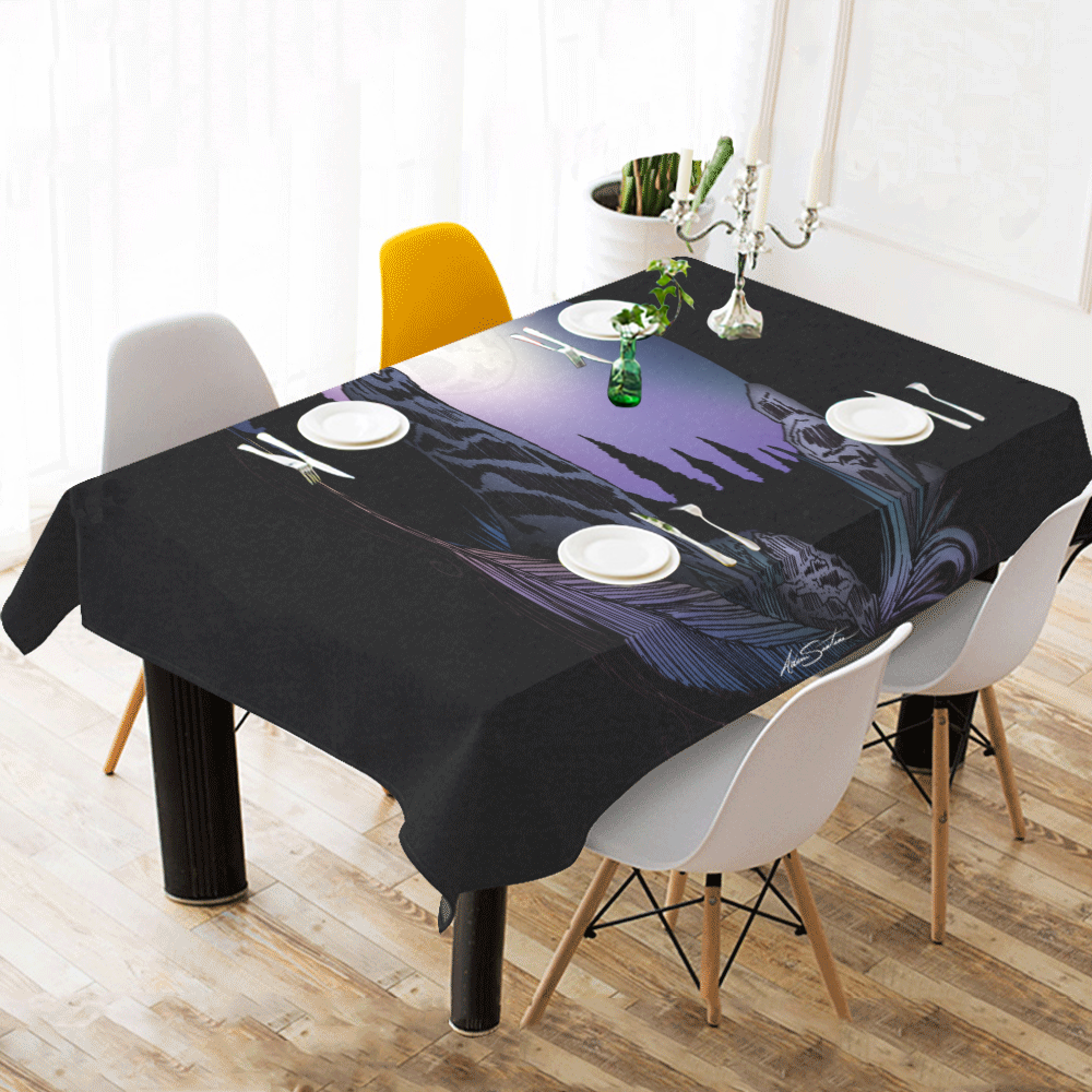 Howling Wolf Cotton Linen Tablecloth 60"x120"
