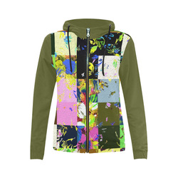Foliage Patchwork #3 - Jera Nour All Over Print Full Zip Hoodie for Women (Model H14)