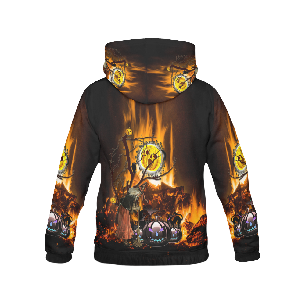 halloween granny on fire All Over Print Hoodie for Women (USA Size) (Model H13)