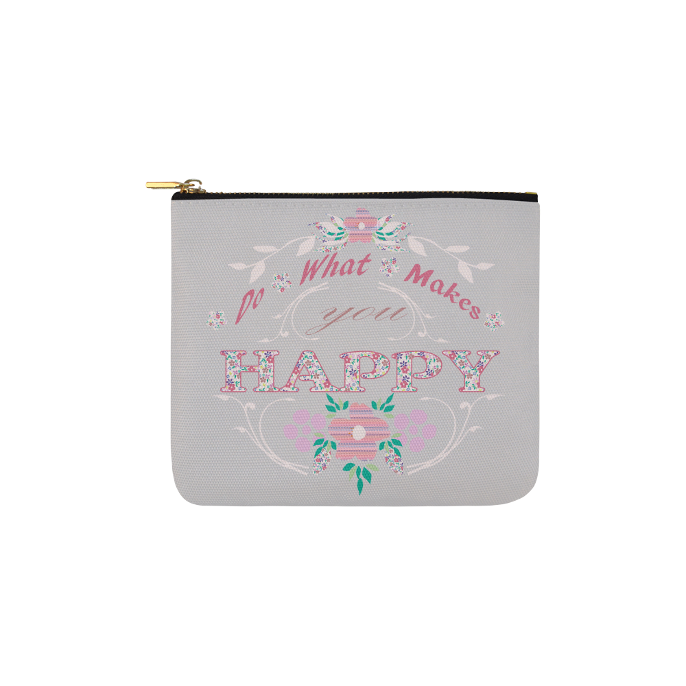 Words of Summer Happy Gray Carry-All Pouch 6''x5''