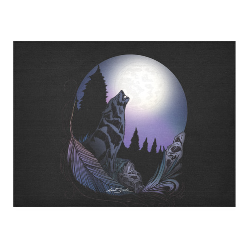 Howling Wolf Cotton Linen Tablecloth 52"x 70"