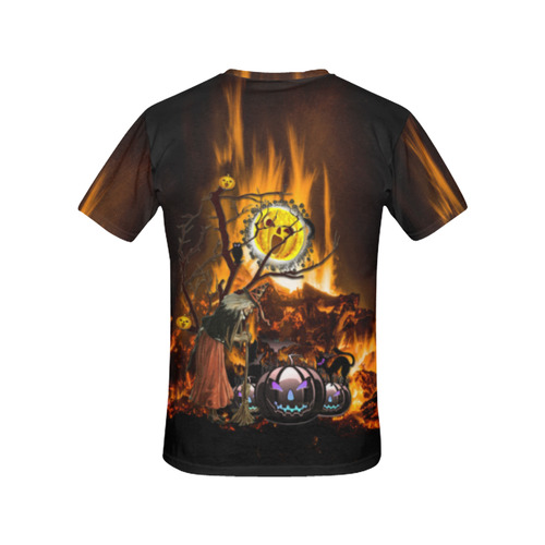 halloween granny on fire All Over Print T-Shirt for Women (USA Size) (Model T40)