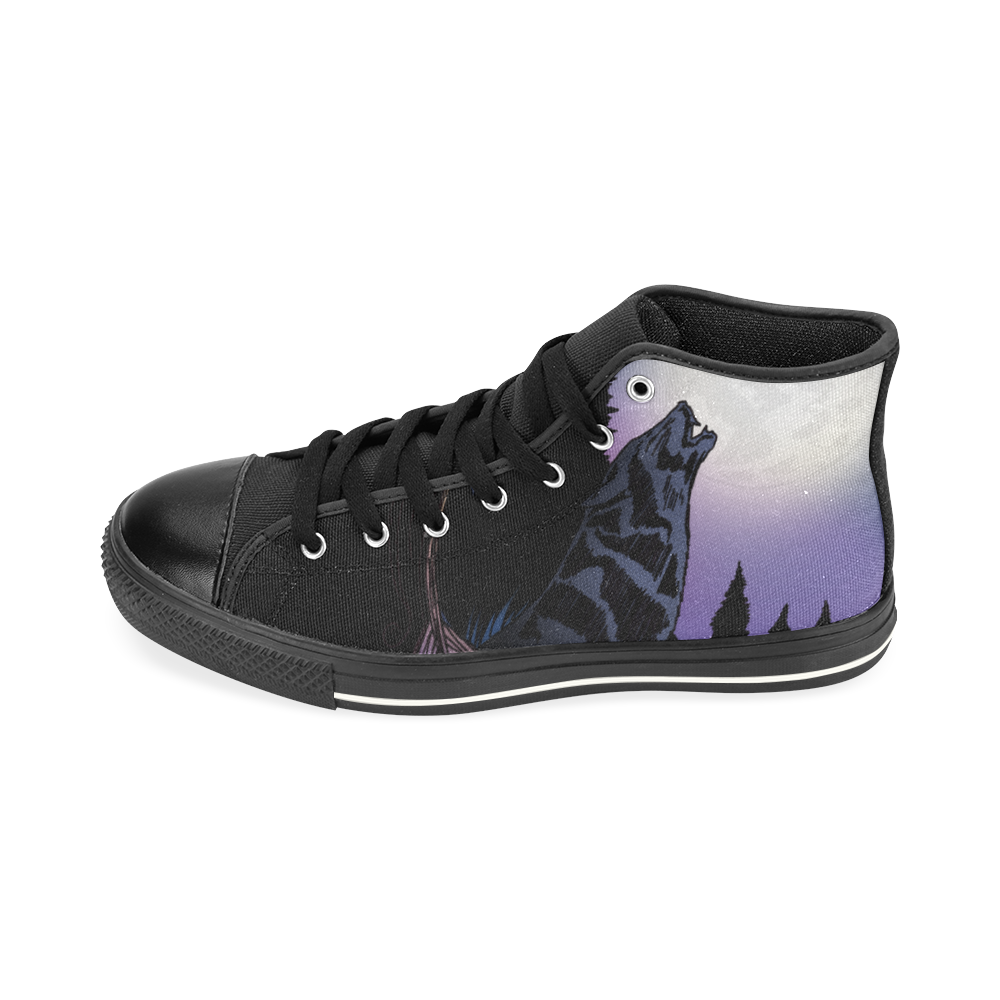 Howling Wolf High Top Canvas Women's Shoes/Large Size (Model 017)