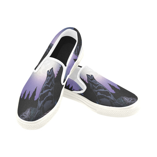 Howling Wolf Men's Slip-on Canvas Shoes (Model 019)