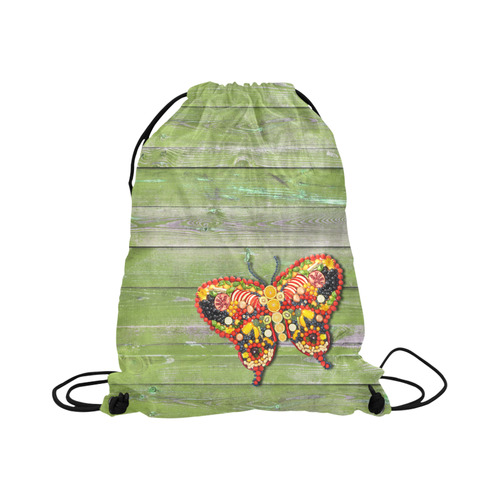 Vegan Butterfly Love Life Large Drawstring Bag Model 1604 (Twin Sides)  16.5"(W) * 19.3"(H)