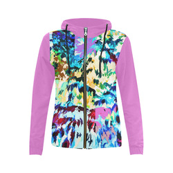 Foliage Patchwork #7 - Jera Nour All Over Print Full Zip Hoodie for Women (Model H14)